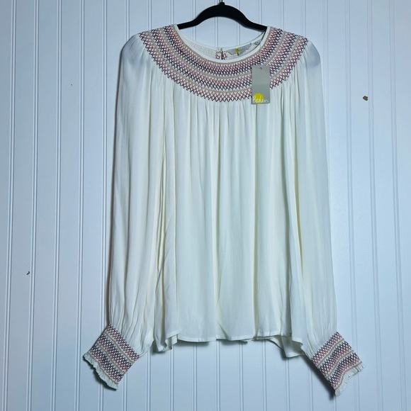 Boden Blouse Embroidered Neck & Cuffs Long Sleeves 20/22 NWT - Picture 3 of 12